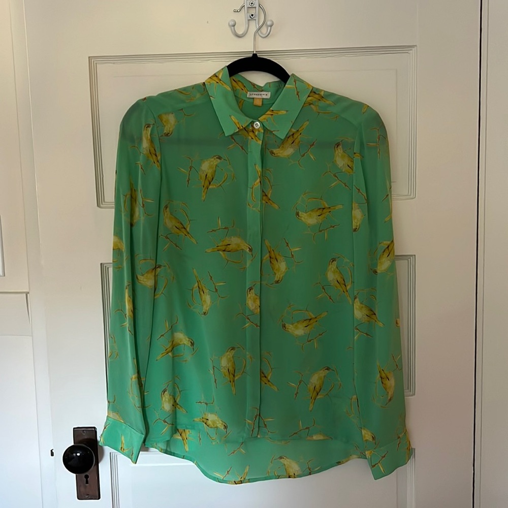 Leifsdottir green blouse size 2